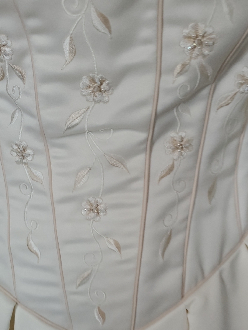 Classic White Bridal Gown with Corset Bodice and Chapel Train - Picture 6 of 16